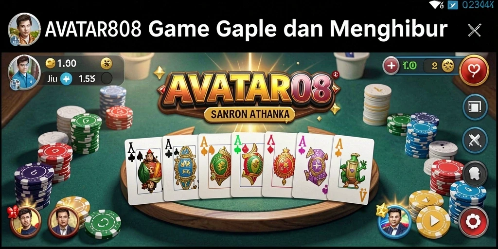Screenshot gameplay AVATAR808 menunjukkan suasana seru bermain Gaple.