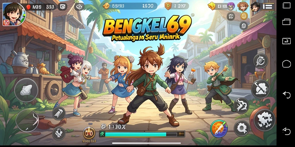 Tampilan gameplay seru BENGKEL69 dengan karakter anime yang menarik.