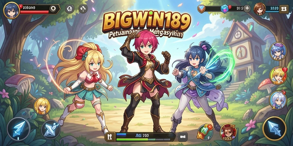 Tampilan gameplay <strong>BIGWIN189</strong> dengan karakter anime yang beraksi.