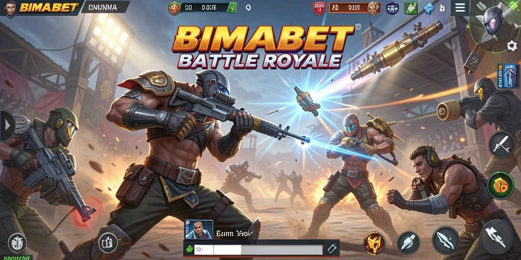 Tampilan gameplay Battle Royale yang mendebarkan di BIMABET.