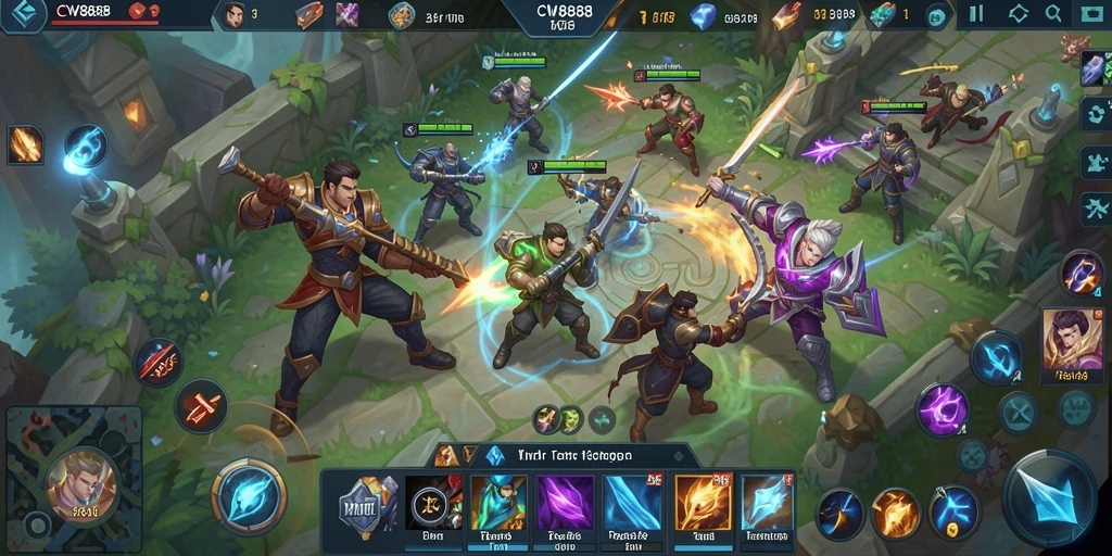 Tampilan gameplay seru dari CW8888 yang menampilkan pertarungan tim.