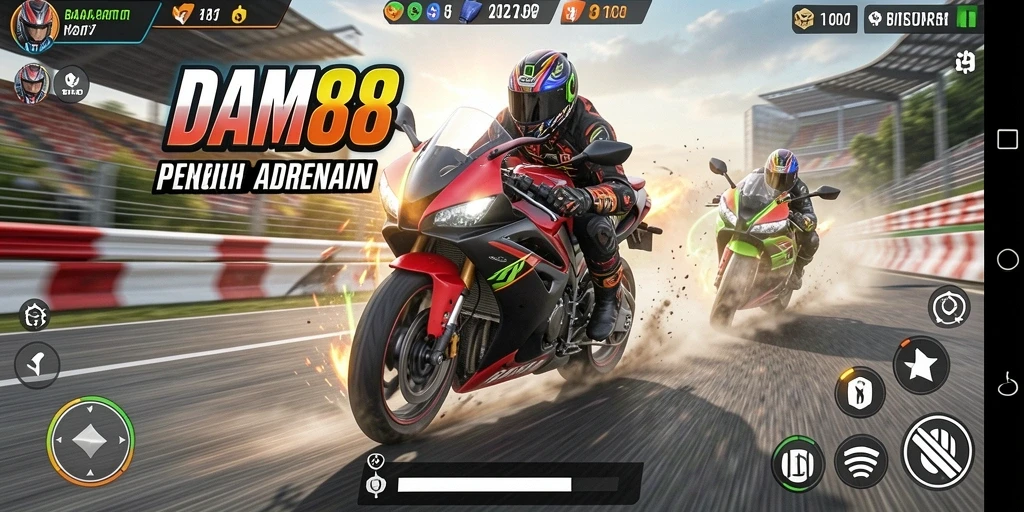 Screenshot utama DAM88 menampilkan balapan motor yang mendebarkan dengan grafis menakjubkan.