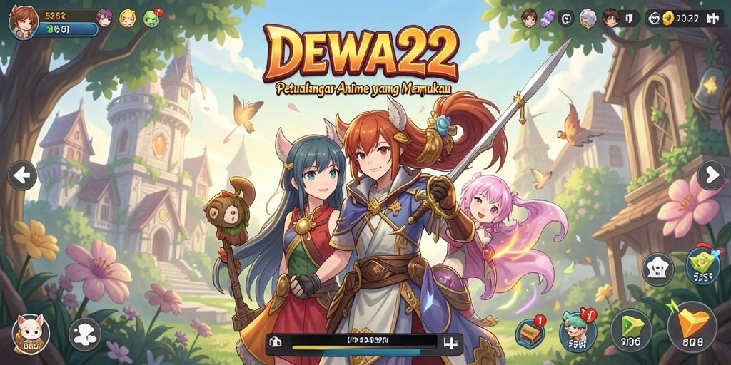 Tampilan gameplay DEWA22 yang penuh aksi dan karakter anime.