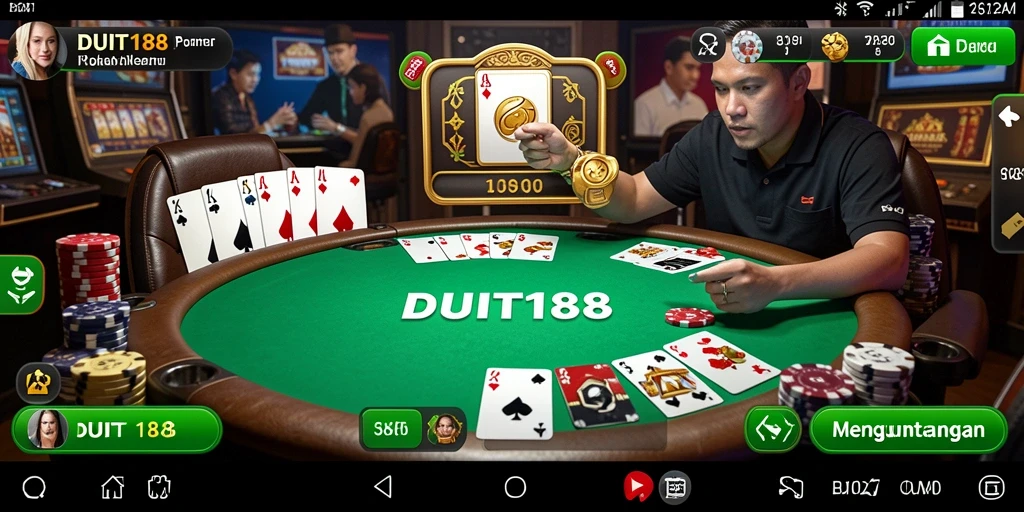 Tangkapan layar utama DUIT188 menampilkan gameplay poker yang mendebarkan.