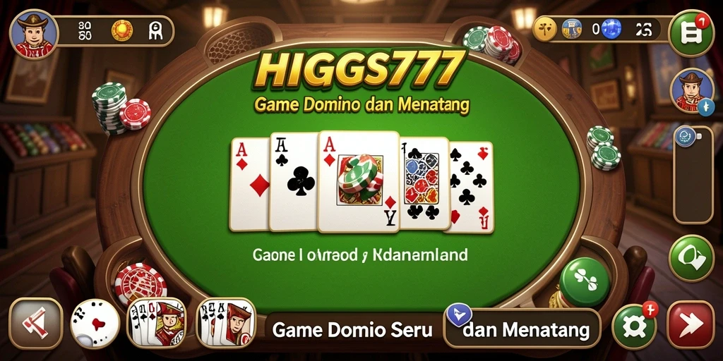 Tampilan gameplay seru dari HIGGS777 dengan aktivitas Domino yang menarik.