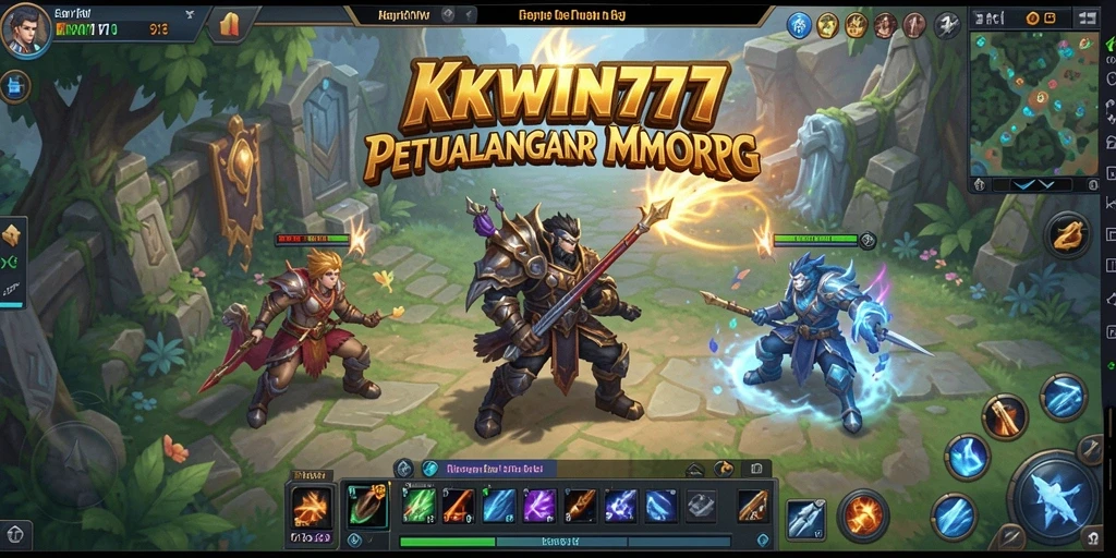 Screenshot KKWIN777 menampilkan aksi pertempuran seru di dunia MMORPG.