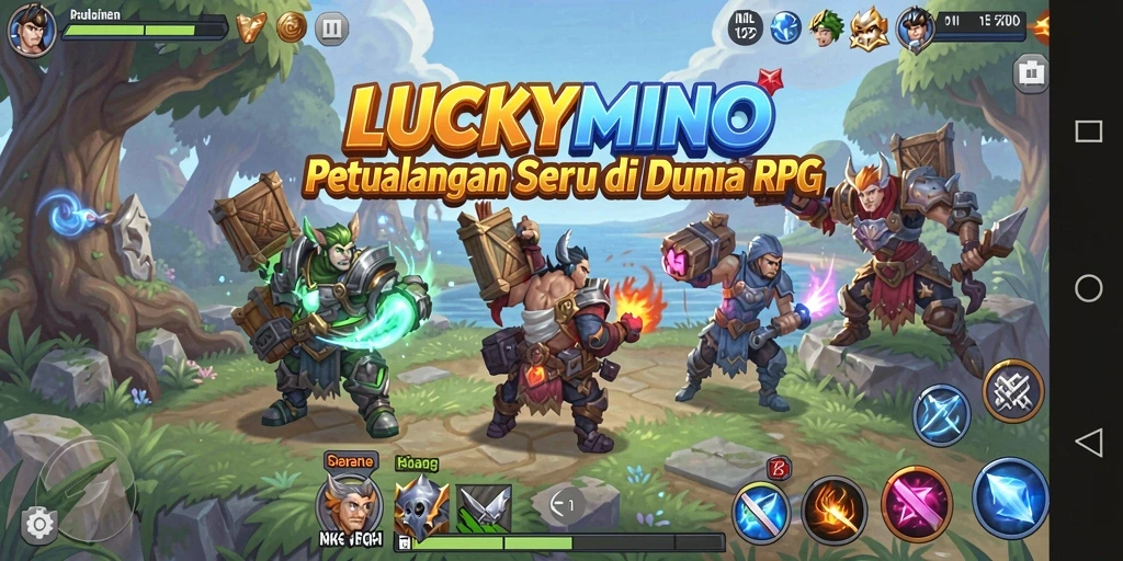 Gameplay RPG mendebarkan di <strong>LUCKYMINO</strong> dengan karakter yang dinamis.