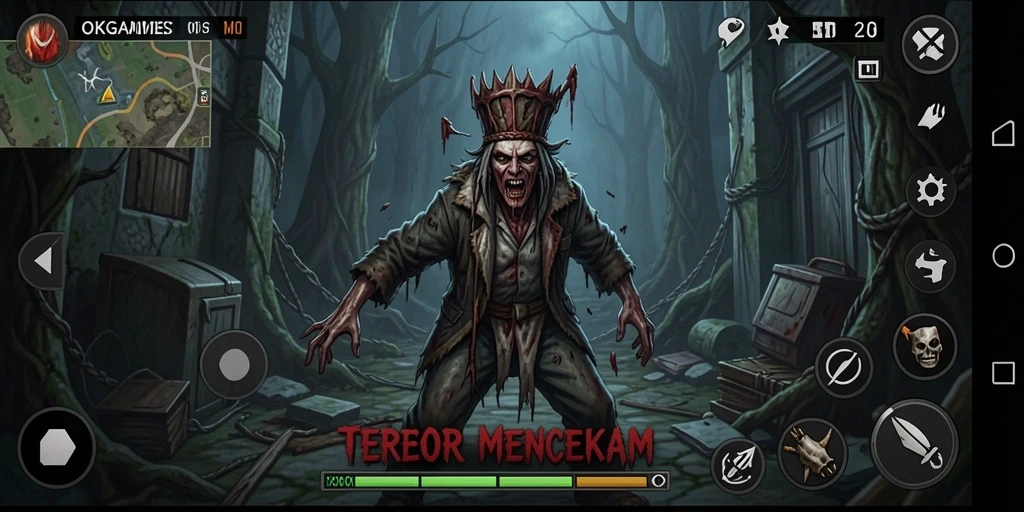 Screenshot menampilkan gameplay mencekam dari OKGAMES.