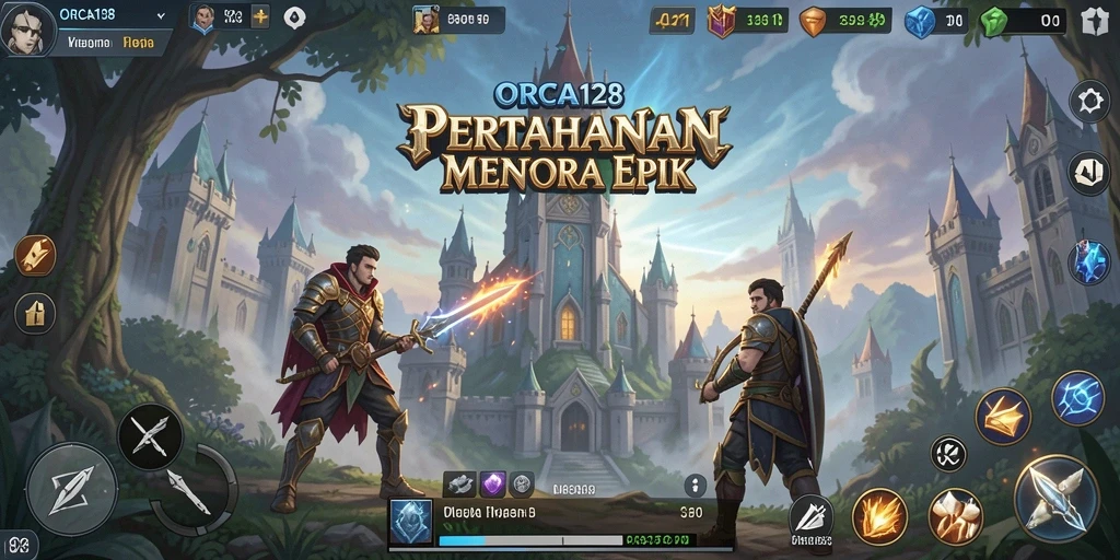 Gameplay menegangkan dalam ORCA128 dengan pertahanan menara yang strategis.