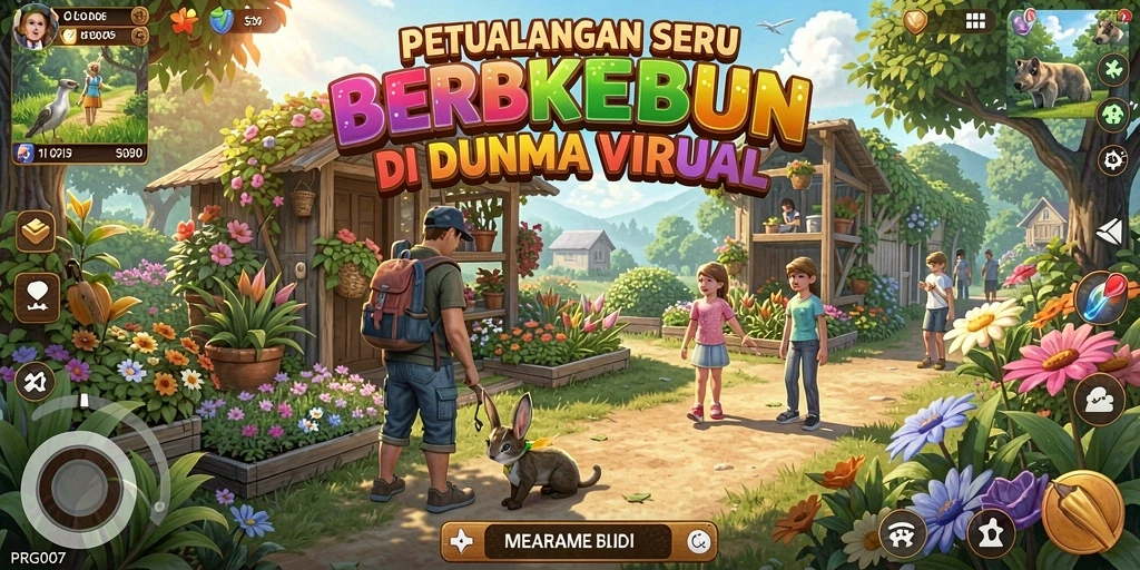Tampilan gameplay PRG007 menampilkan ladang pertanian yang hijau dan dinamis.