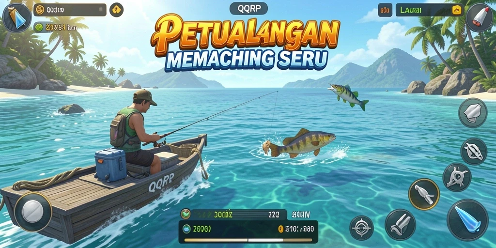 Tampilan gameplay seru dengan pemandangan laut indah di QQRP.