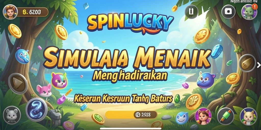 Screenshot utama SPINLUCKY menampilkan serunya gameplay simulasi.